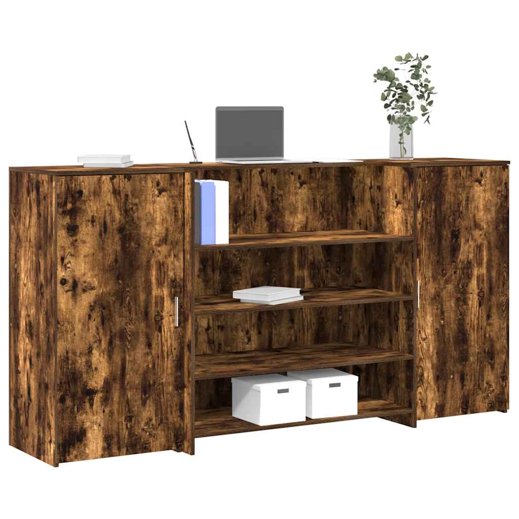 Receptiebalie 200x50x103,5 cm bewerkt hout gerookt eikenkleurig