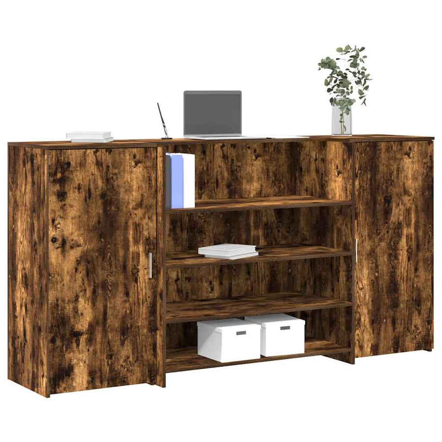 Receptiebalie 200x50x103,5 cm bewerkt hout gerookt eikenkleurig