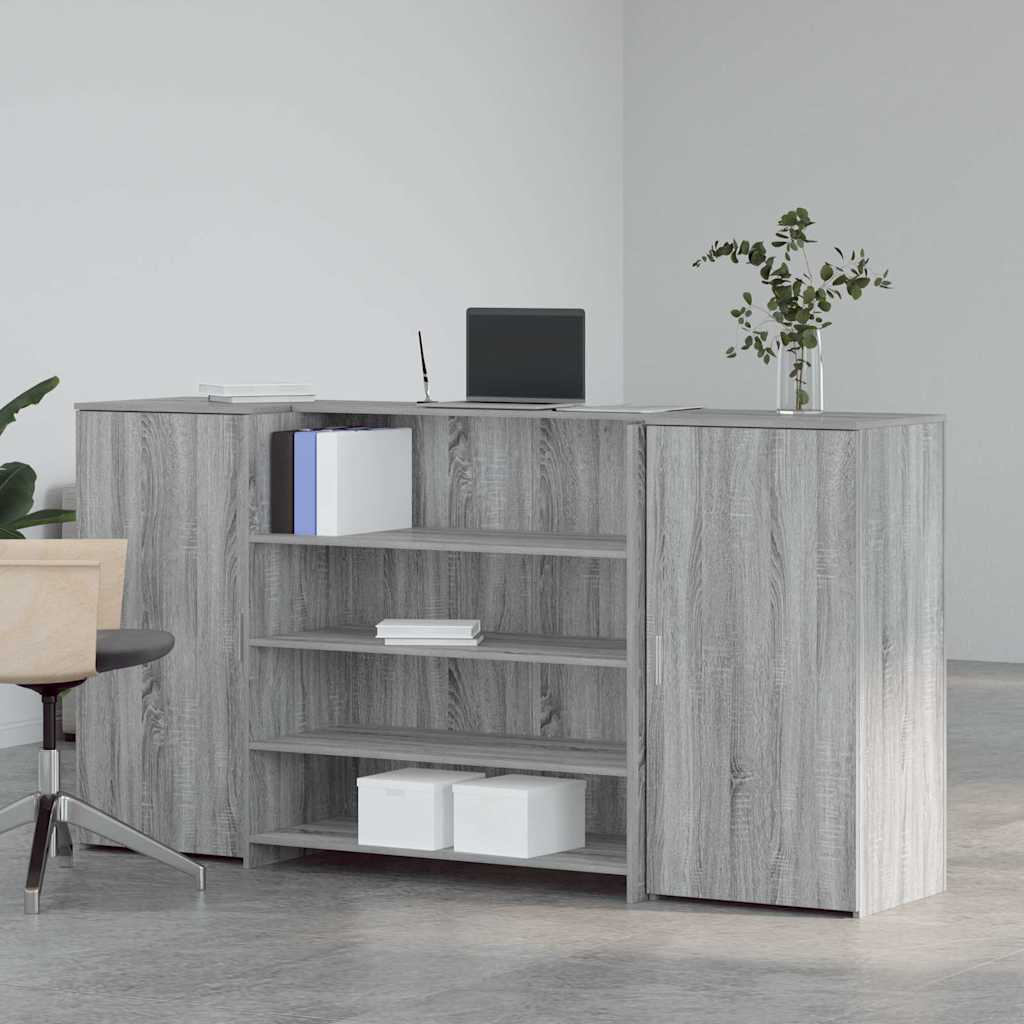 Receptiebalie 200X50X103,5 Cm Bewerkt Hout Eiken 200 x 50 x 103.5 cm Grijs sonoma