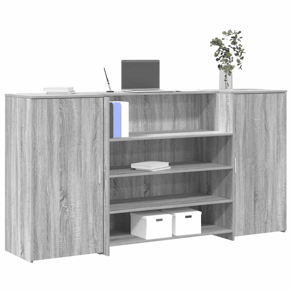 Receptiebalie 200X50X103,5 Cm Bewerkt Hout Eiken 200 x 50 x 103.5 cm Grijs sonoma