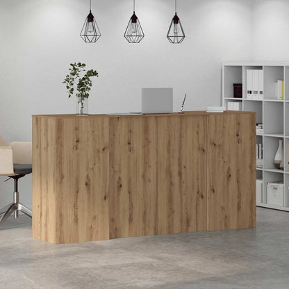 Receptiebalie 200X50X103,5Cm Bewerkt Hout Artisanaal Eikenkleur