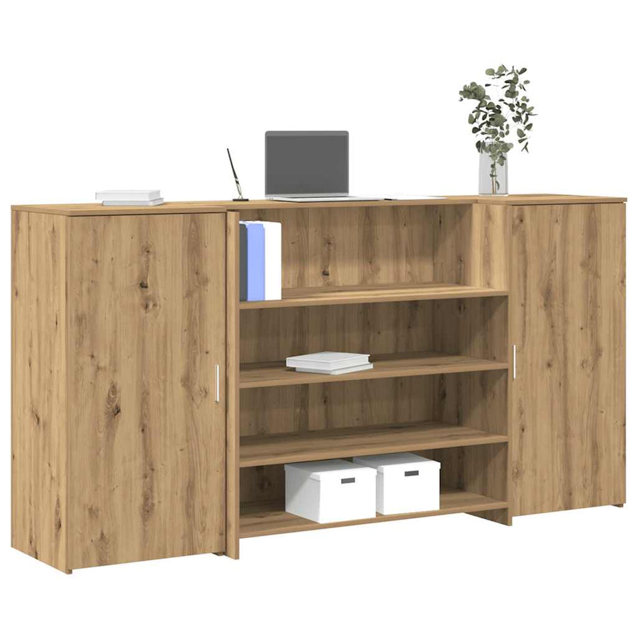 Receptiebalie 200X50X103,5Cm Bewerkt Hout Artisanaal Eikenkleur