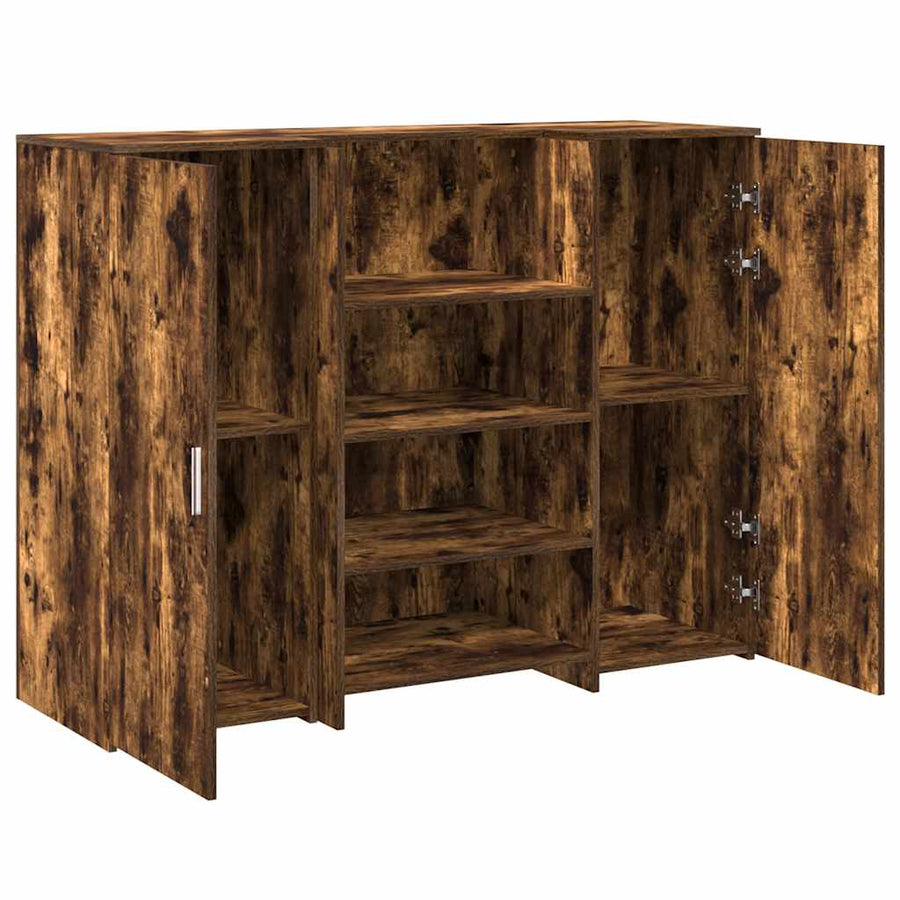Receptiebalie 135x50x103,5 cm bewerkt hout gerookt eikenkleurig