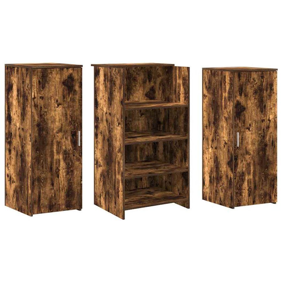 Receptiebalie 135x50x103,5 cm bewerkt hout gerookt eikenkleurig