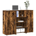 Receptiebalie 135x50x103,5 cm bewerkt hout gerookt eiken