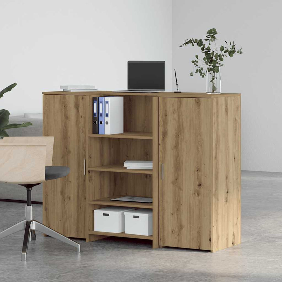 Receptiebalie 135X50X103,5Cm Bewerkt Hout Artisanaal Eikenkleur 135 x 50 x 103.5 cm artisanaal eikenkleurig