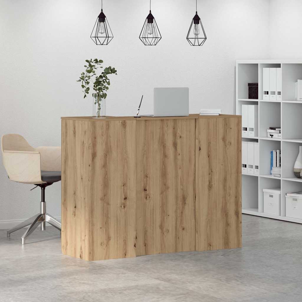 Receptiebalie 135X50X103,5Cm Bewerkt Hout Artisanaal Eikenkleur 135 x 50 x 103.5 cm artisanaal eikenkleurig