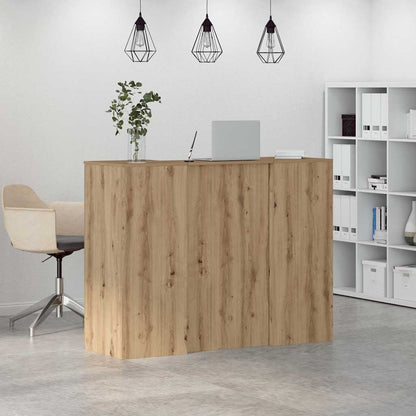 Receptiebalie 135X50X103,5Cm Bewerkt Hout Artisanaal Eikenkleur 135 x 50 x 103.5 cm artisanaal eikenkleurig