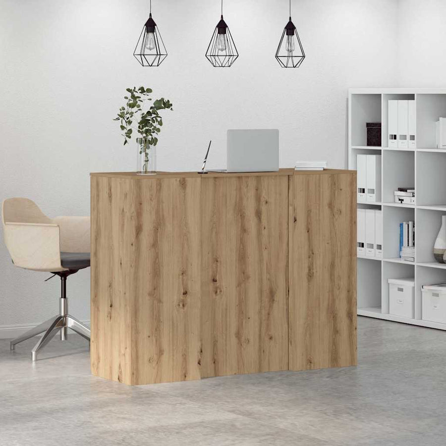Receptiebalie 135X50X103,5Cm Bewerkt Hout Artisanaal Eikenkleur 135 x 50 x 103.5 cm artisanaal eikenkleurig