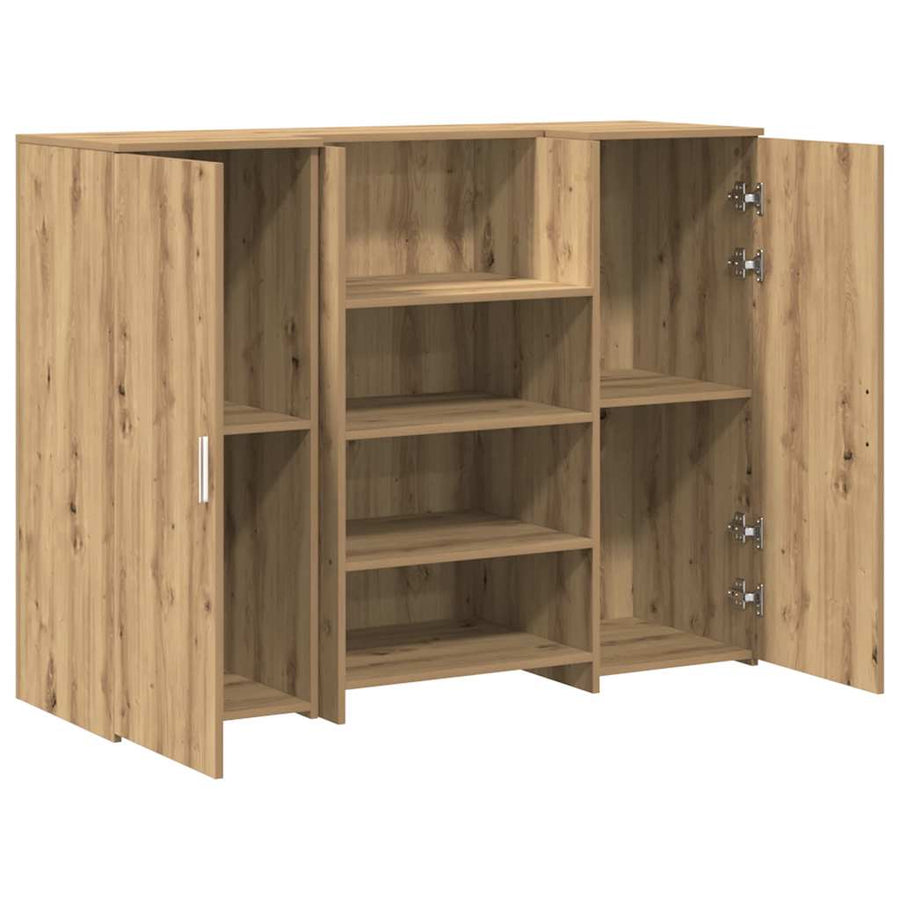 Receptiebalie 135X50X103,5Cm Bewerkt Hout Artisanaal Eikenkleur 135 x 50 x 103.5 cm artisanaal eikenkleurig