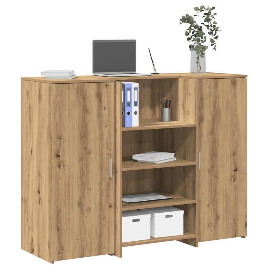Receptiebalie 135X50X103,5Cm Bewerkt Hout Artisanaal Eikenkleur 135 x 50 x 103.5 cm artisanaal eikenkleurig