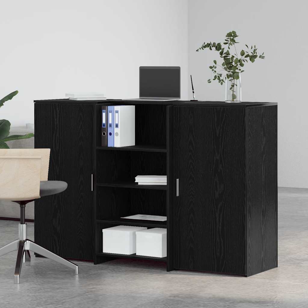 Receptiebalie 155x50x103,5 cm bewerkt hout zwart eikenkleur