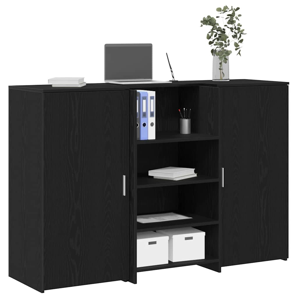 Receptiebalie 155x50x103,5 cm bewerkt hout zwart eikenkleur