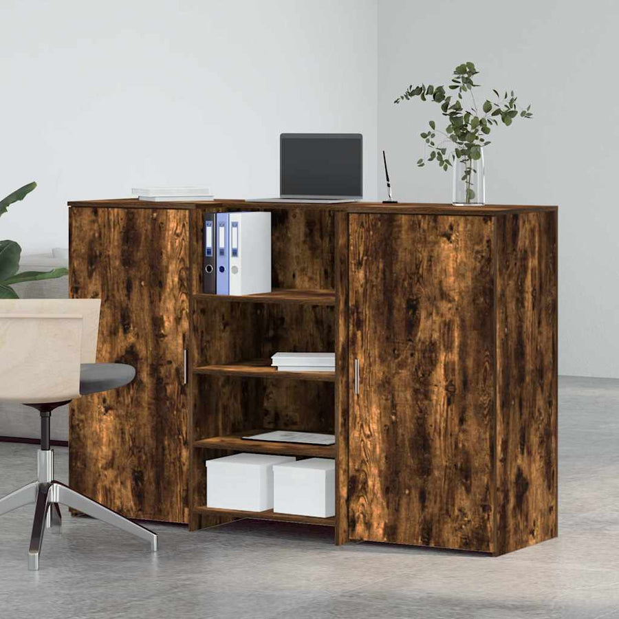 Receptiebalie 155x50x103,5 cm bewerkt hout gerookt eikenkleurig