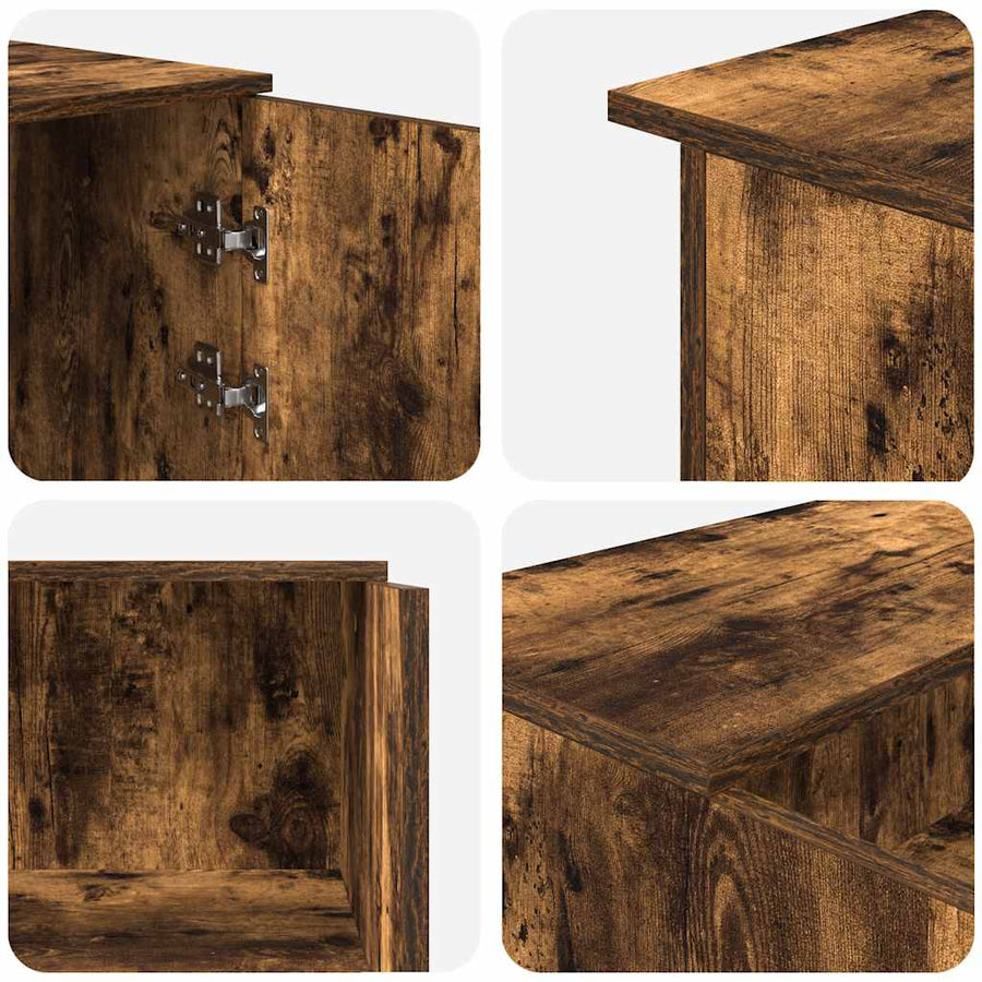 Receptiebalie 155x50x103,5 cm bewerkt hout gerookt eikenkleurig
