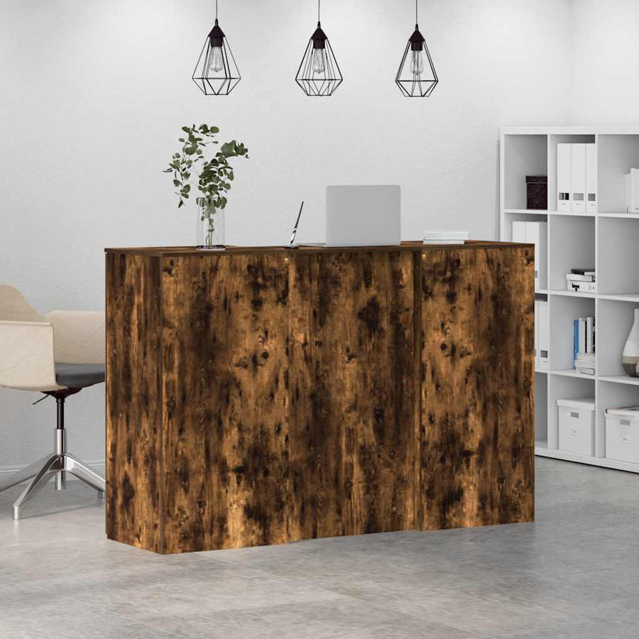 Receptiebalie 155x50x103,5 cm bewerkt hout gerookt eikenkleurig