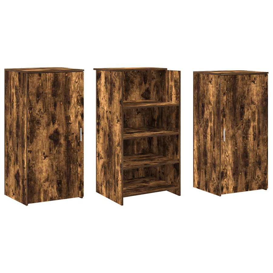 Receptiebalie 155x50x103,5 cm bewerkt hout gerookt eikenkleurig