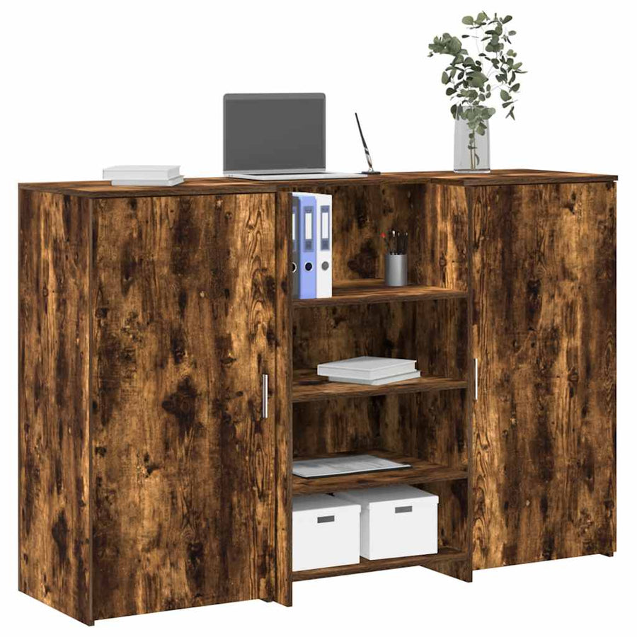 Receptiebalie 155x50x103,5 cm bewerkt hout gerookt eikenkleurig