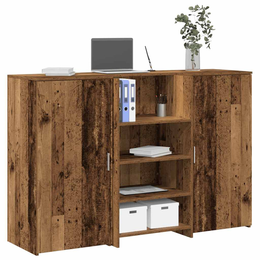 Receptiebalie 155X50X103,5 Cm Bewerkt Hout Kleurig 155 x 50 x 103.5 cm Oud hout