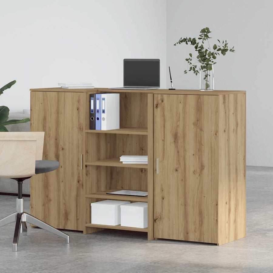 Receptiebalie 155X50X103,5Cm Bewerkt Hout Artisanaal Eikenkleur 155 x 50 x 103.5 cm artisanaal eikenkleurig