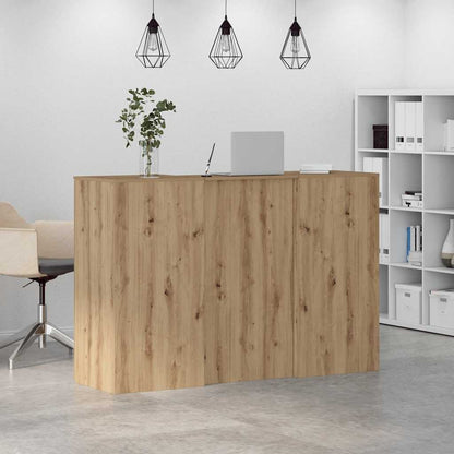 Receptiebalie 155X50X103,5Cm Bewerkt Hout Artisanaal Eikenkleur 155 x 50 x 103.5 cm artisanaal eikenkleurig