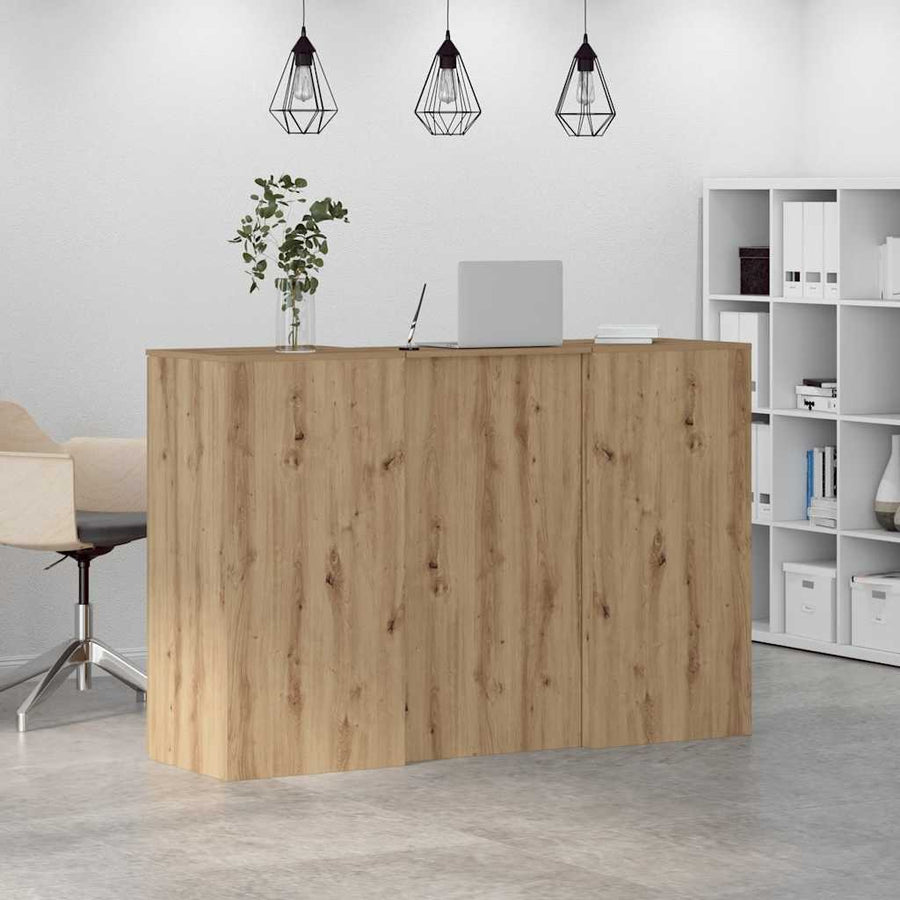 Receptiebalie 155X50X103,5Cm Bewerkt Hout Artisanaal Eikenkleur 155 x 50 x 103.5 cm artisanaal eikenkleurig