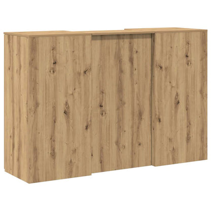 Receptiebalie 155X50X103,5Cm Bewerkt Hout Artisanaal Eikenkleur 155 x 50 x 103.5 cm artisanaal eikenkleurig