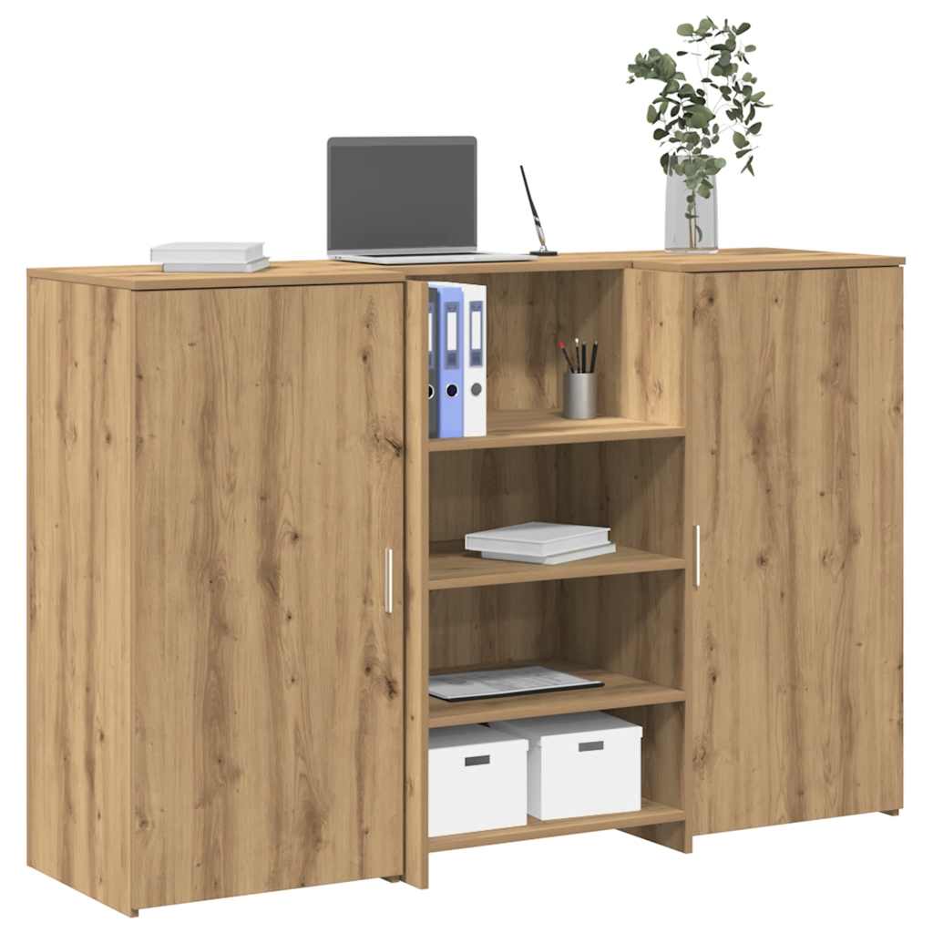 Receptiebalie 155X50X103,5Cm Bewerkt Hout Artisanaal Eikenkleur 155 x 50 x 103.5 cm artisanaal eikenkleurig