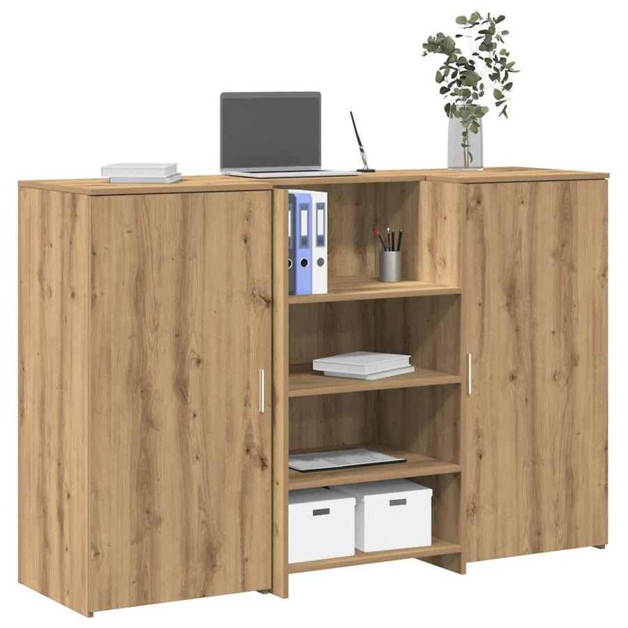 Receptiebalie 155X50X103,5Cm Bewerkt Hout Artisanaal Eikenkleur 155 x 50 x 103.5 cm artisanaal eikenkleurig