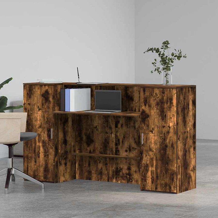 Receptiebalie 180x50x103,5 cm bewerkt hout gerookt eikenkleurig