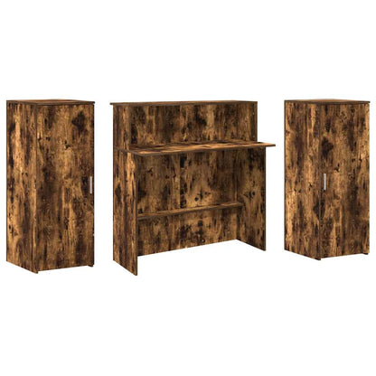 Receptiebalie 180x50x103,5 cm bewerkt hout gerookt eikenkleurig