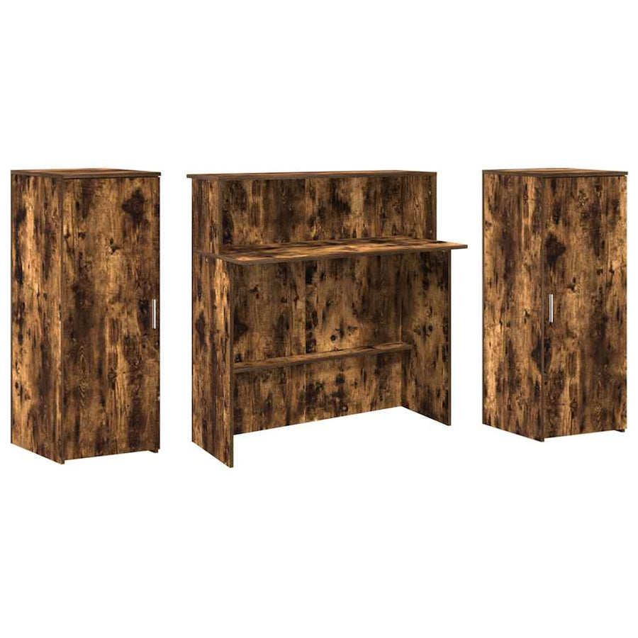 Receptiebalie 180x50x103,5 cm bewerkt hout gerookt eikenkleurig