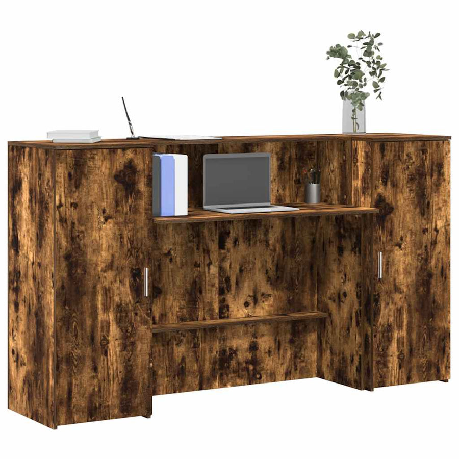 Receptiebalie 180x50x103,5 cm bewerkt hout gerookt eikenkleurig