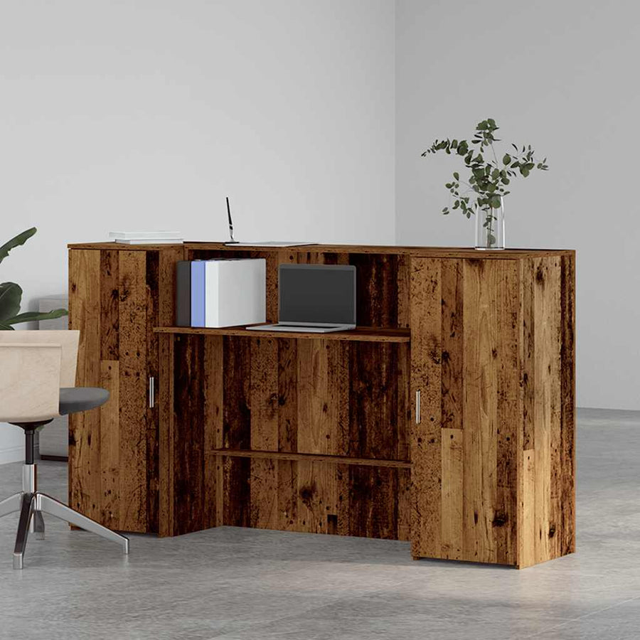 Receptiebalie 180x50x103,5 cm bewerkt hout oud houtkleurig