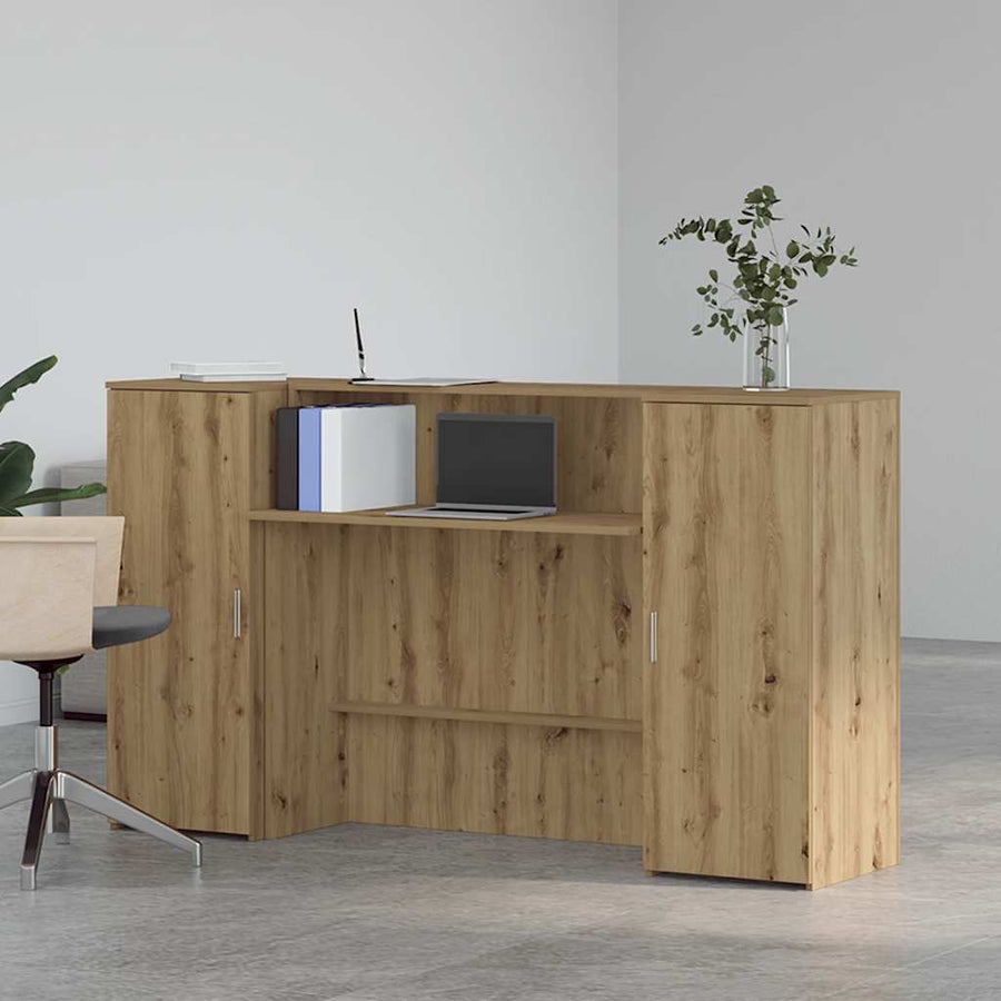 Receptiebalie 180X50X103,5Cm Bewerkt Hout Artisanaal Eikenkleur 180 x 50 x 103.5 cm artisanaal eikenkleurig
