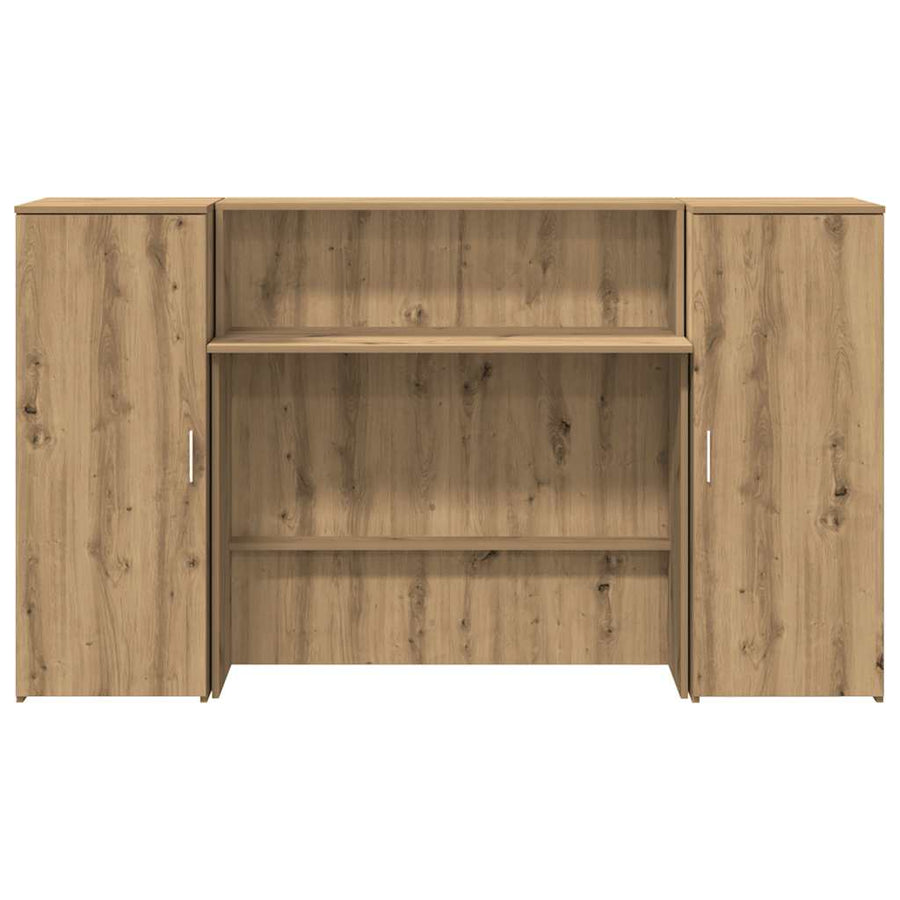 Receptiebalie 180X50X103,5Cm Bewerkt Hout Artisanaal Eikenkleur 180 x 50 x 103.5 cm artisanaal eikenkleurig
