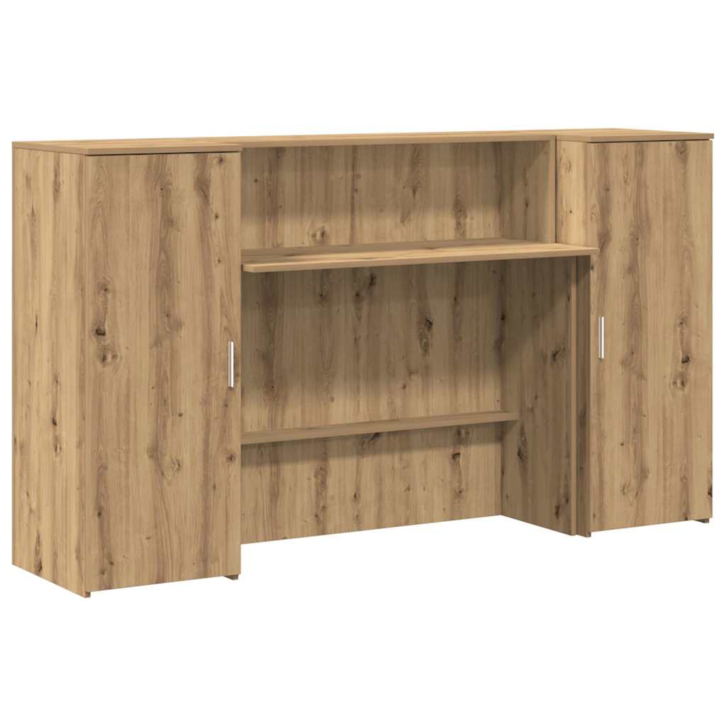 Receptiebalie 180X50X103,5Cm Bewerkt Hout Artisanaal Eikenkleur 180 x 50 x 103.5 cm artisanaal eikenkleurig