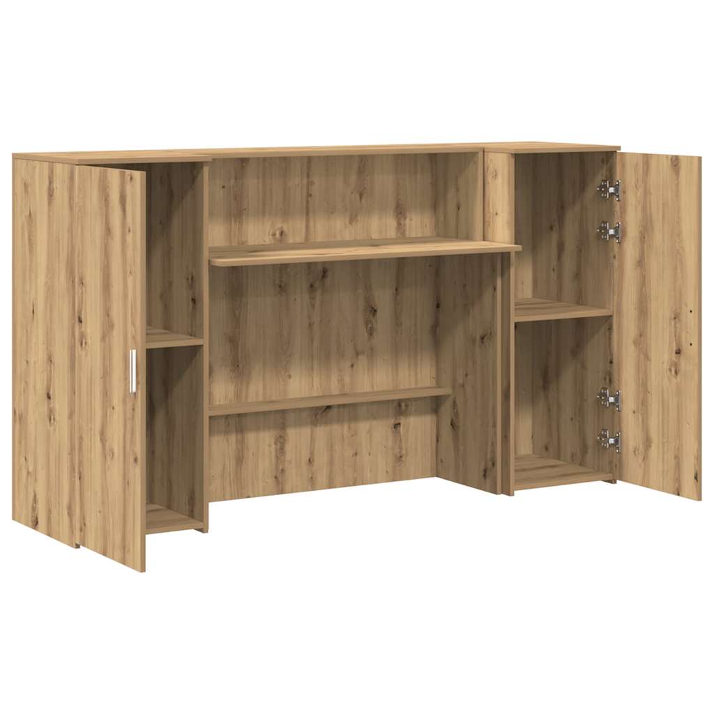 Receptiebalie 180X50X103,5Cm Bewerkt Hout Artisanaal Eikenkleur 180 x 50 x 103.5 cm artisanaal eikenkleurig