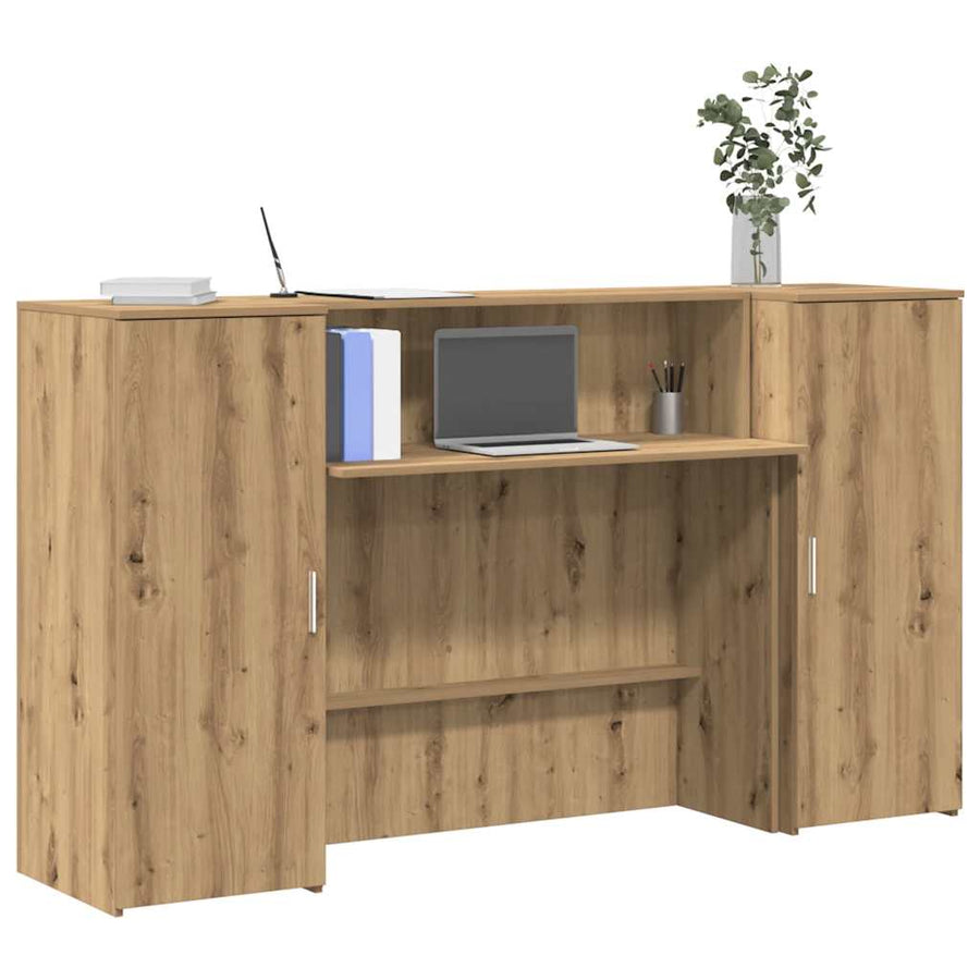 Receptiebalie 180X50X103,5Cm Bewerkt Hout Artisanaal Eikenkleur 180 x 50 x 103.5 cm artisanaal eikenkleurig