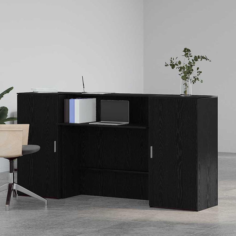 Receptiebalie 200x50x103,5 cm bewerkt hout zwart eikenkleur