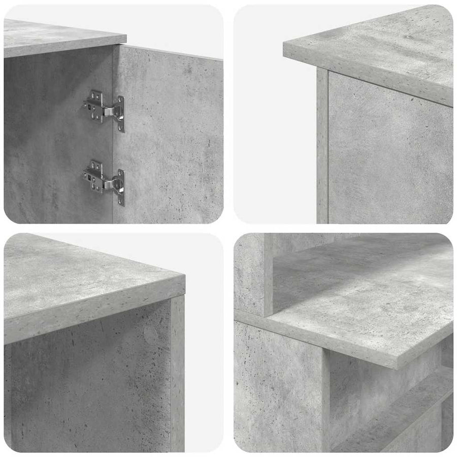 Receptiebalie 200x50x103,5 cm bewerkt hout betongrijs