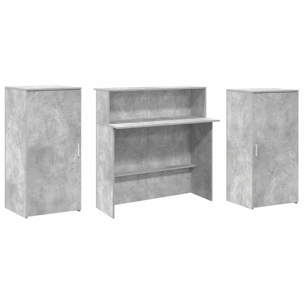 Receptiebalie 200x50x103,5 cm bewerkt hout betongrijs