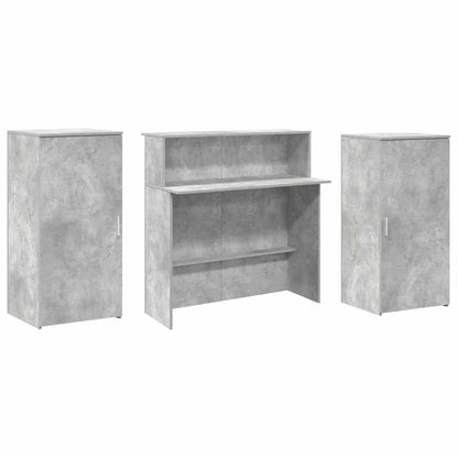 Receptiebalie 200x50x103,5 cm bewerkt hout betongrijs