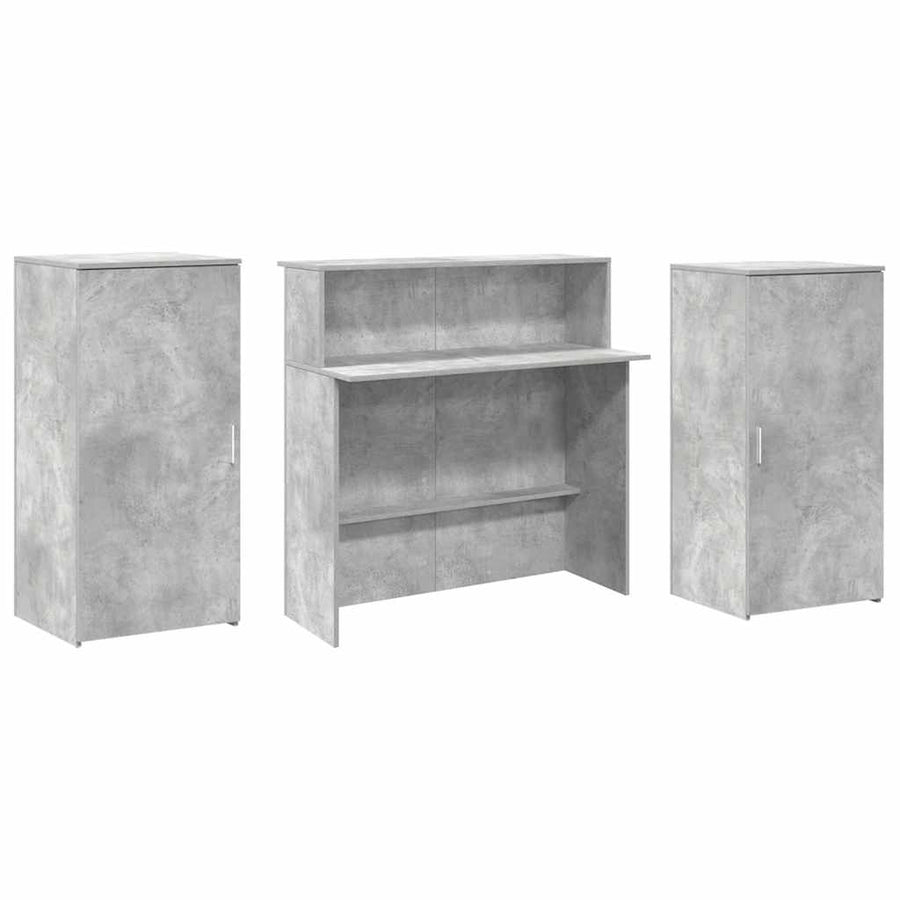 Receptiebalie 200x50x103,5 cm bewerkt hout betongrijs