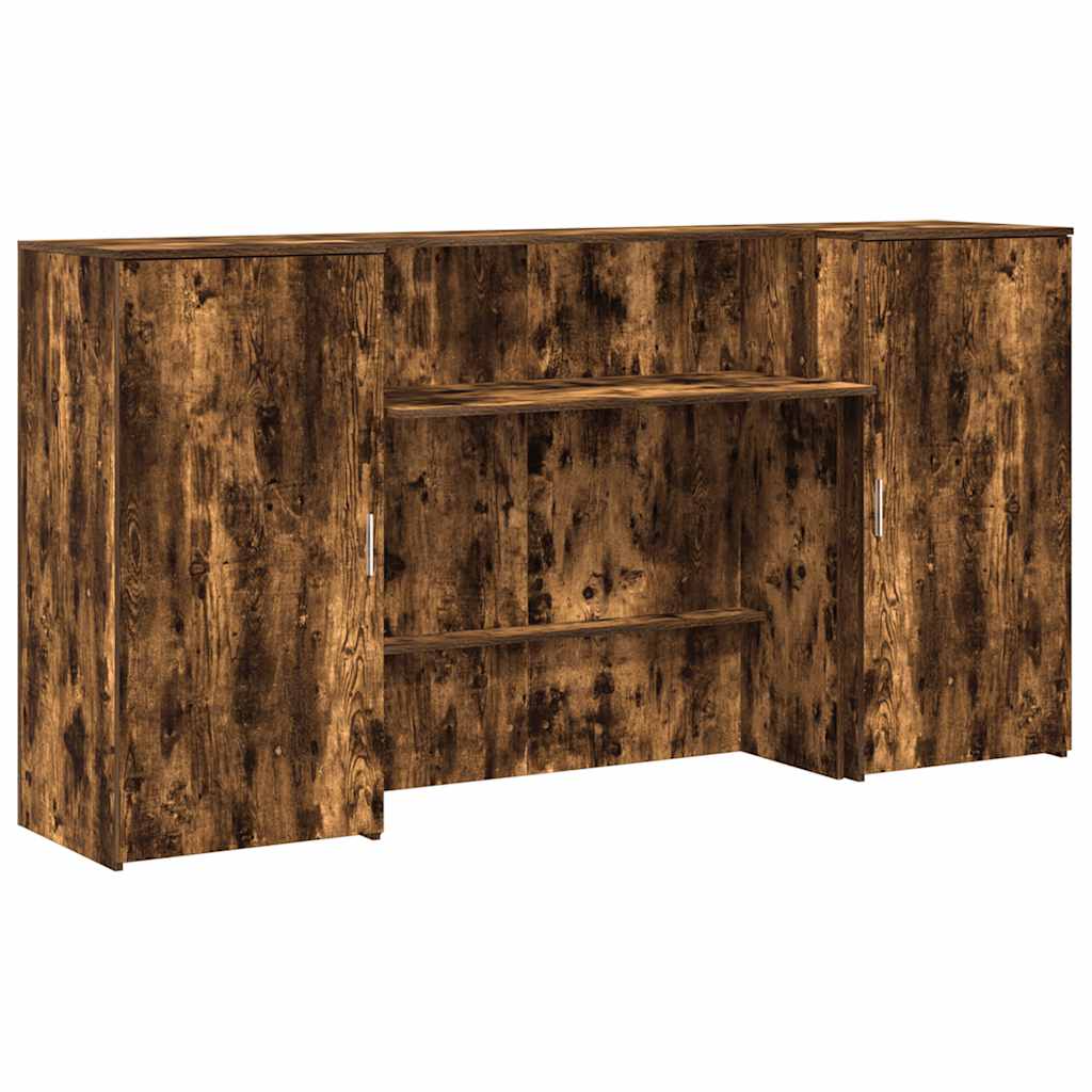 Receptiebalie 200x50x103,5 cm bewerkt hout gerookt eikenkleurig