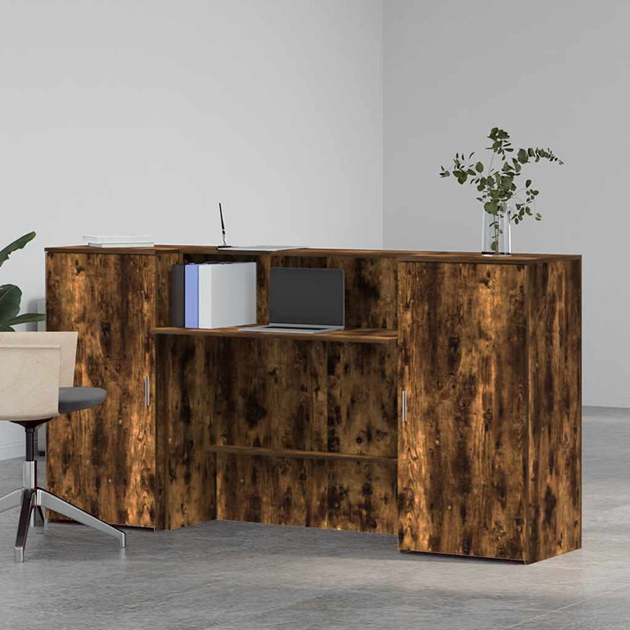 Receptiebalie 200x50x103,5 cm bewerkt hout gerookt eikenkleurig
