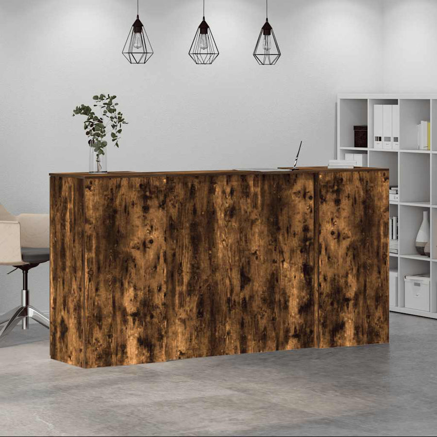 Receptiebalie 200x50x103,5 cm bewerkt hout gerookt eikenkleurig