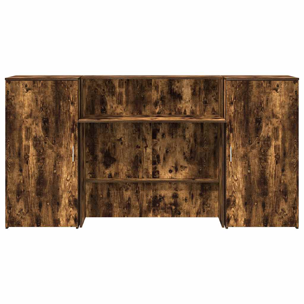 Receptiebalie 200x50x103,5 cm bewerkt hout gerookt eikenkleurig