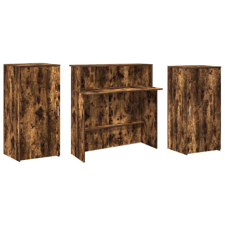 Receptiebalie 200x50x103,5 cm bewerkt hout gerookt eikenkleurig