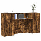 Receptiebalie 200x50x103,5 cm bewerkt hout gerookt eiken